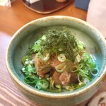 蕎麦割烹 ながの -  ⑦黄身醤油をまとったたたきオクラと漬けマグロ