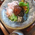 蕎麦割烹 ながの - 岩中豚の冷しゃぶと揚げ茄子の梅おろしぶっかけそば