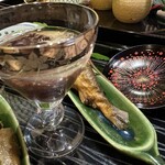 御料理 貴船 - 花火柄の盃でウェルカム酒