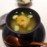 鮨 西崎 - 枝豆と雲丹の茶碗蒸し