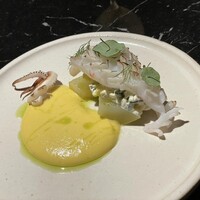 Orby Restaurant - 烏賊のグリル　とうもろこしのピューレ　梨瓜