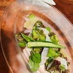 リストランテ ハラシマ - 昆布〆真鯛とグレープフルーツのカルパッチョ