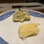 天婦羅割烹 すみ - 帆立 海老しんじょう大葉包み