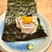 焼鳥 鐡 - 雲丹とキャビアとささみの海苔巻き