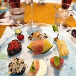 TRATTORIA 庭 BY FARM AKIRA - 前菜の盛り合わせが凝ってる、ただものではない。ただのきゅうりまで星の形をしてる。