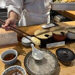 天ぷらめし 金子半之助  - 2回目の盛り付け