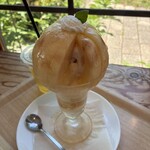 葡萄屋kofu ハナテラスcafe - 太い幅の桃と薄い幅の桃を上手く組み合わせてボール状に