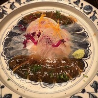 京料理 木乃婦 - 鯛の薄造り　雲丹と　ジュレで