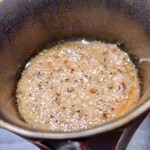 銀座焼とり 京丹波 - 炭火焼きしいたけの茶碗蒸しアップ