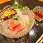 厨 花膳 - 中トロ 活〆平目 蝦夷鮑