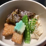 瓢亭 - 加茂ナス田楽　麩　湯葉