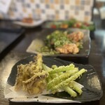 食屋 粹美 - 舞茸とアスパラ天ぷら❤︎