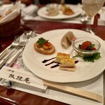 狐狸庵 - ★生ハム・メロン・ラタトゥイコ
      完熟トマトのムース＆キッシュ
      いつも彩り豊かなオードブル⤴︎︎⤴︎