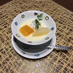 若竹の庄 - ババロア　マンゴー白桃のコンポート乗せ