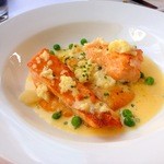 FoFo by el Willy - Pan fried salmon steak wityh sautee vegetables & cauliflower cream