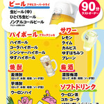 鶴橋風月 - ドリンク写真:飲み放題付コース　ドリンクメニュー