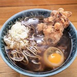 石かわ - ゲソ天そば＋玉子