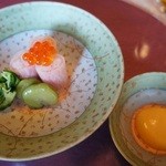 奈良ホテル - ずわい蟹の奉書巻き　いくら　袱紗胡瓜　一寸豆　喜美壽