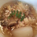 あわび酒蒸し　蕪　松茸餡　喜の芽