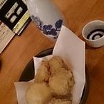 熟成うどん なかや - さつまいも天＆上撰菊正宗＠熟成うどんなかや（2013年4月3日）