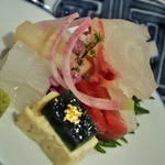 お宿　のし湯 - 真鯛、貝柱、鮪、烏賊、水前寺海苔と湯葉