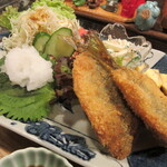 お食事処 こづち - 【おかずW（豚バーグ&アジフライ）】