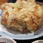 葱屋 平吉 - ランチ「特大かき揚げ定食」かき揚げアップ