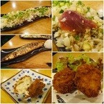 フィッシュ オン ディッシュ ロリー - マグロあご肉ネギまみれ￥680/ズワイガニのクリームコロッケ￥580/秋刀魚塩￥200