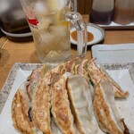 まん天餃子 横浜店 - まん天餃子(奥) と紫蘇餃子