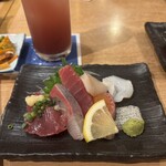 和創旬彩 くうひな - お刺身盛り合わせ　生だこ、カツオ、サーモン、マグロ、カンパチ、ほたて