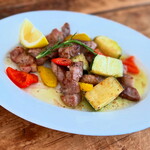 山形豚とズッキーニ、パプリカのソテー