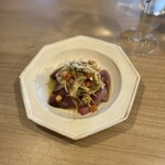 moka - カツオと焼きナス、みょうがのカルパッチョ