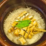 穴子料理と地酒 浅草 川井 - 穴子天麩羅と新生姜の炊き込みご飯