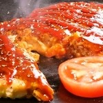 Red tomato okonomiyaki