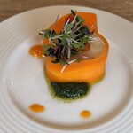 レストラン ヴァロリス - 自家製魚介類のムース　セルクル仕立てグリーンソース添え