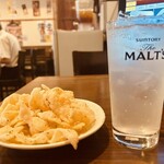 135酒場 - お通しとレモンサワー