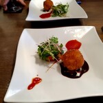 洋食 泉 - 鱧を巻いた帆立のクリームコロッケ(この前に冷製コンソメスープあり写真無し)