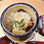 日本料理うしお - 鰻有馬煮、加茂茄子含ませ、自然薯、オクラ、茗荷、生姜、山椒の佃煮