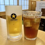 かんのん - 「生ビールジョッキ（税込￥680）」「ウーロン茶（税込￥250）」