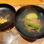 四季料理 悠 - 黒鮑とナスの椀物