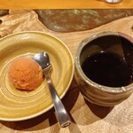 四季料理 悠 - スイカのアイスとほうじ茶