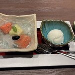 白樺 - 桃わらび餅　西瓜とメロン　塩バニラアイス