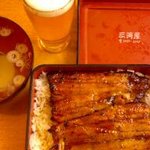 三河屋 - うな重と肝吸とビール