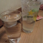 立ち呑みのさのや - 焼酎お湯割りとチューハイライム(2014.9)