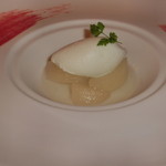 リンゴのコンポート、ミントのアイス