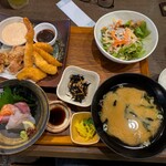 ごはんや えん - ミックスフライとお造り御膳