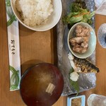 焼魚と家庭料理　つばき食堂 - 唐揚げと鯖の塩焼きハーフ&ハーフ