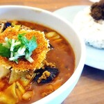 カイエン オルタナ - ホエー豚挽き肉とナスとチーズのスープカリー 激辛(￥980)、レギュラースープ、普通盛　150g