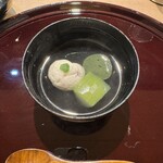 蓬左茶寮 - 蛤の真薯 翡翠冬瓜 よもぎ