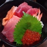 魚屋カフェ 濱の市 - 201410　濱の市　★海鮮丼（860円 税抜）★味噌汁が付きます（お代わり出来ません）